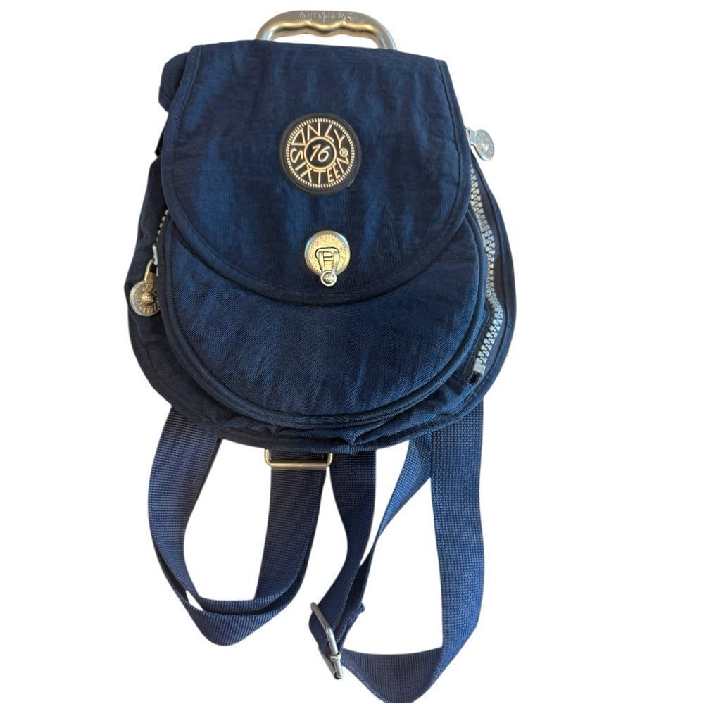 Only 16 Sixteen Canvas Blue Backpack Compact Design with Heavy Duty Hardware